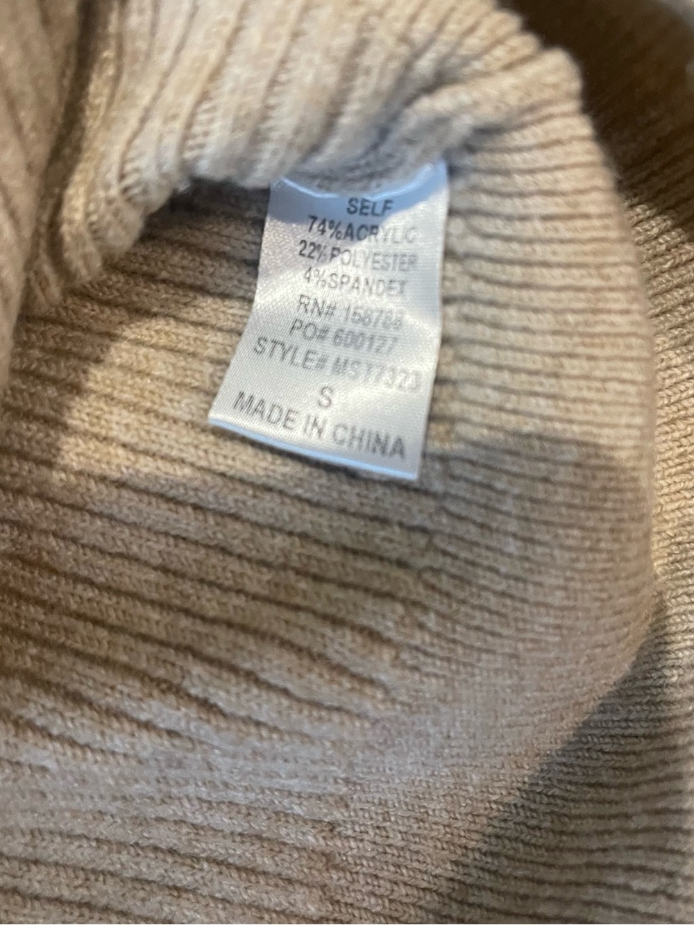 Mable Tan Ribbed Polo-Neck Button Sweater - Picture 7 of 7